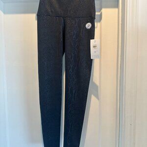 NWT Emily Hsu Designs Pure Barre Embroidered Embossed Legging with Snake Print